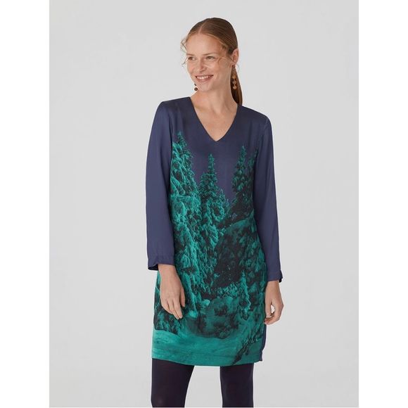 🌲Nice Things🌲 - Alpine Valley Digital Print Dress / Size M /US 6-8/ Navy - Picture 4 of 8